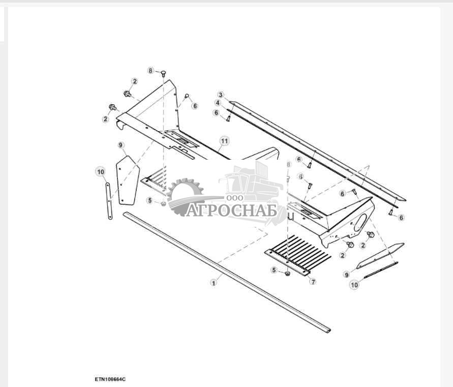 Верхнее решето системы очистки с соломоразбрасывателем 